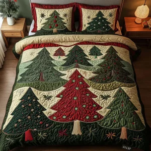 Conjunto de Roupa de Cama Acolchoada de 3 Peças Floresta da alegria