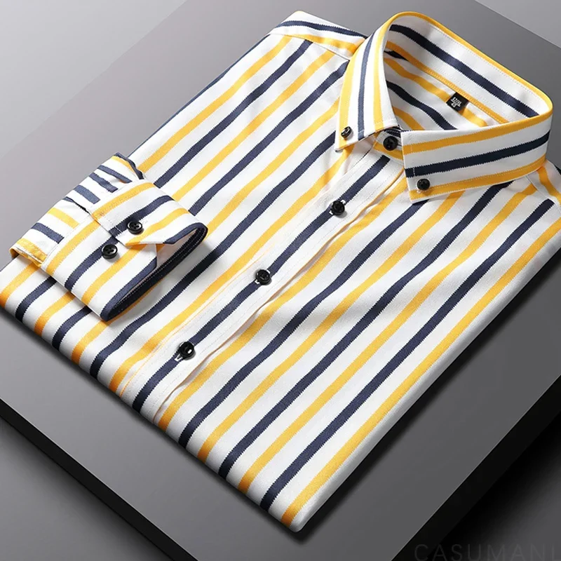 Givalli - Camisa casual às riscas para homem - Image 5