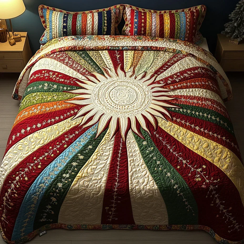 Conjunto de Roupa de Cama Acolchoada de 3 Peças Brilho Solar - Image 2