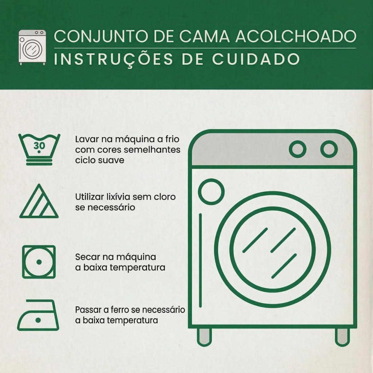 Conjunto de Roupa de Cama Acolchoada de 3 Peças Conforto Aloha - Image 3