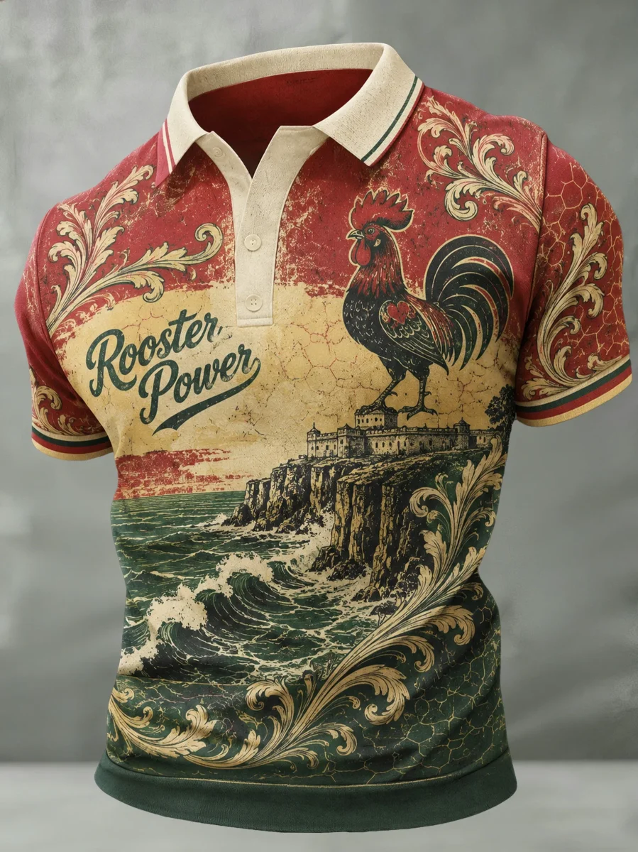 Camisa polo de manga curta com estampa artística para fãs de futebol de Portugal – masculina - Image 2